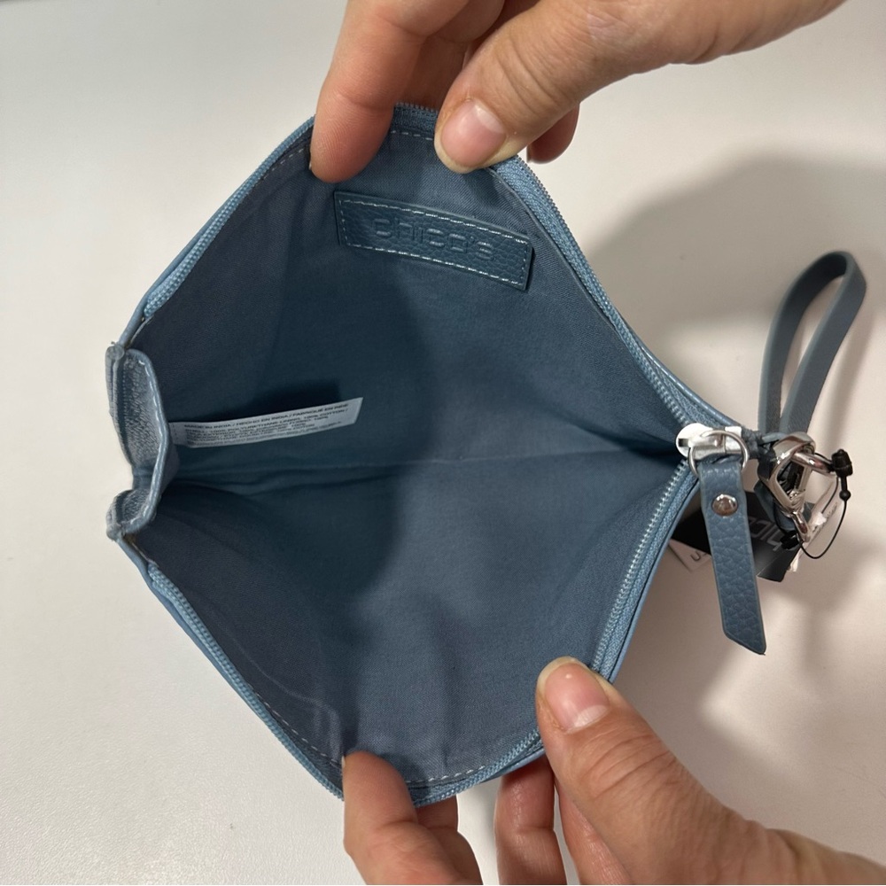 Chico's Pull Strap Zipper Wristlet/Cosmetic or Other Bag 2-Tone Blue NWT - Picture 8 of 11